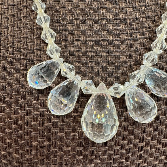 Vintage MCM briolette sparkling crystal glass necklace bicone aurora Borealis - Picture 2 of 13